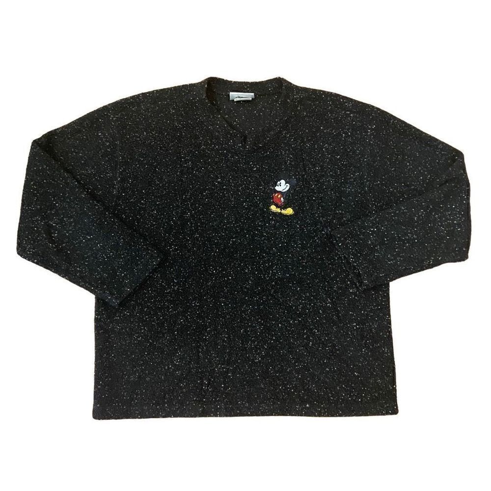 Walt Disney World Vintage Mickey Black Speckled Sweater Small Made in USA